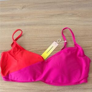 Summersalt Women's Pink and Red Bikini Top